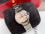 Cartier Ballon Bleu De 33/28mm Pink Dial Silver Smooth Dial Stainless Steel Strap high-end replica watches low price USA